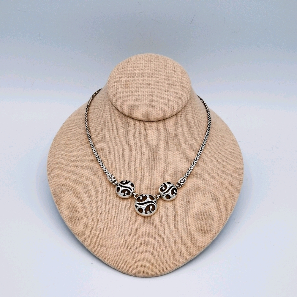 Brighton RARE Silver Tone, Scrolled Circles Choker